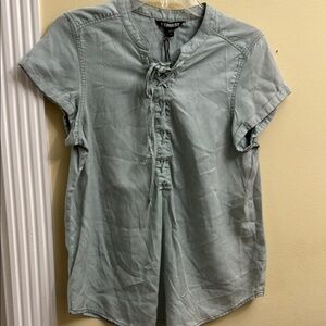 Express Women's Sage Lace-Up Button Down Shirt